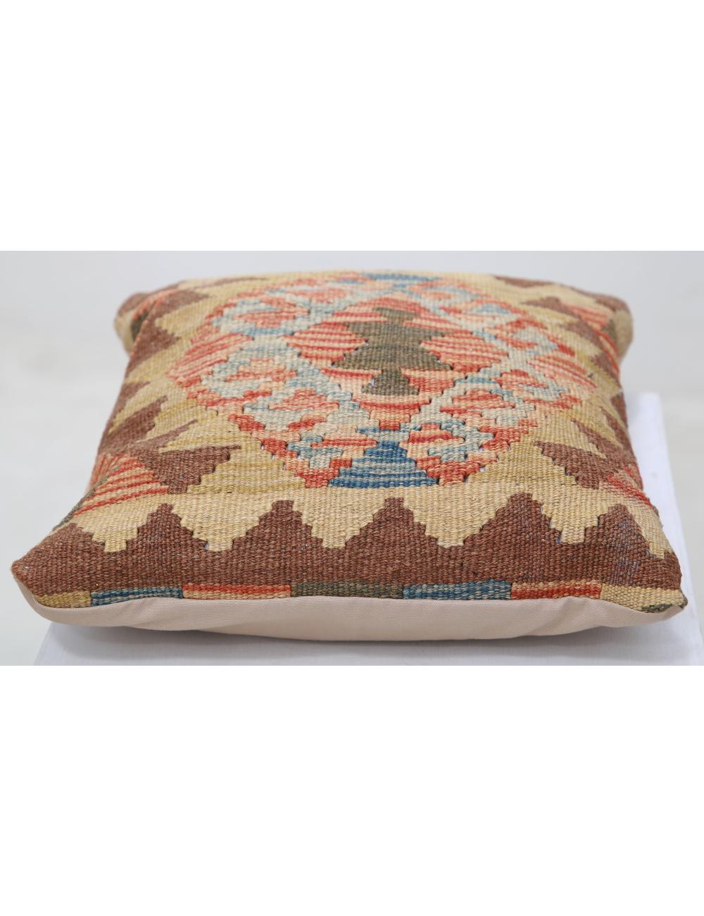 Hand Woven Tribal  Wool Pillow 1' 5" x 1' 5" - No. AT22697