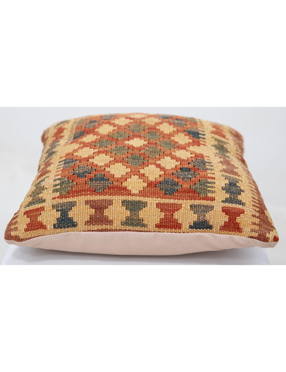 Afghan Tribal Pillow 1' 5" x 1' 5" Hand-Woven detail