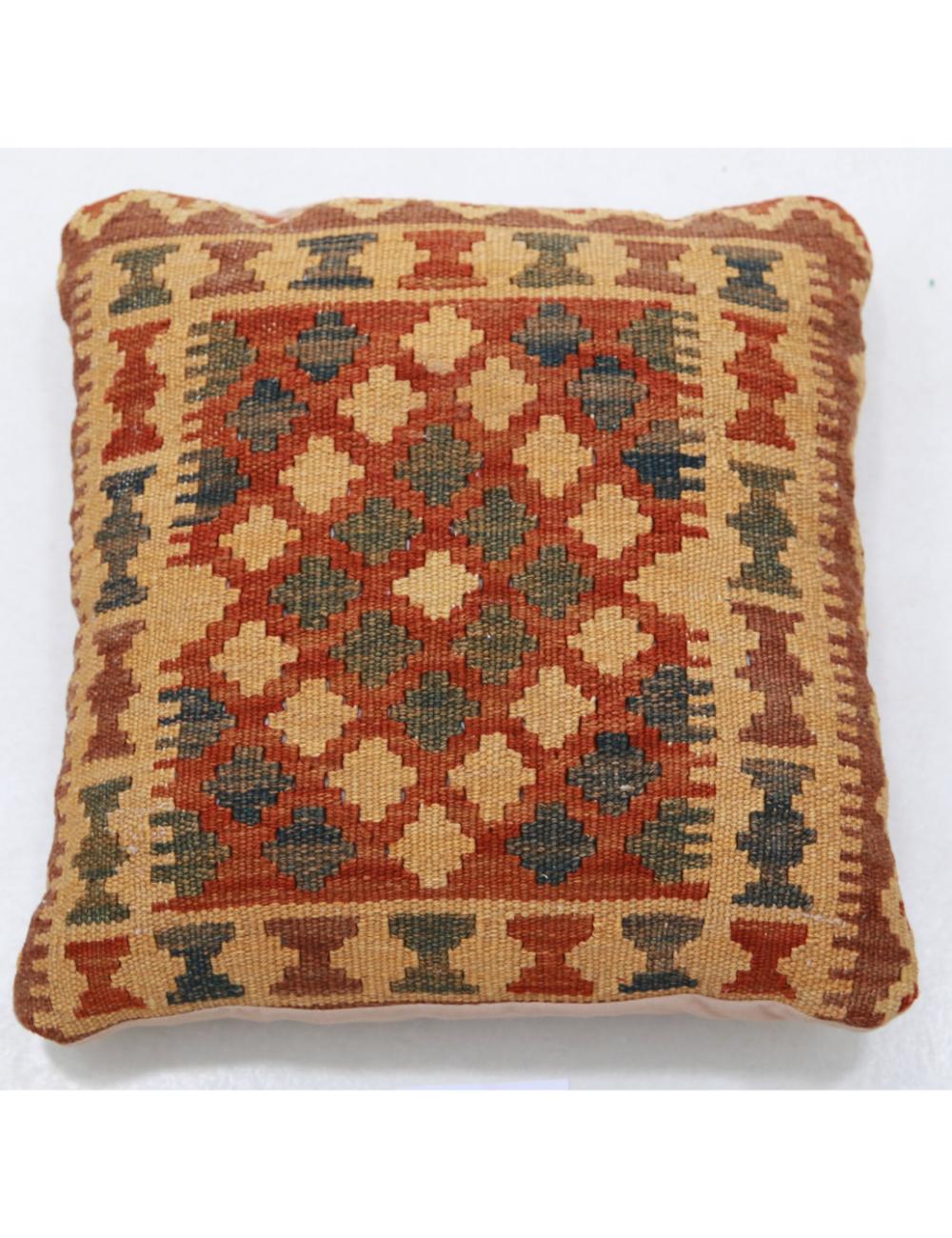 Afghan Tribal Pillow 1' 5" x 1' 5" Hand-Woven