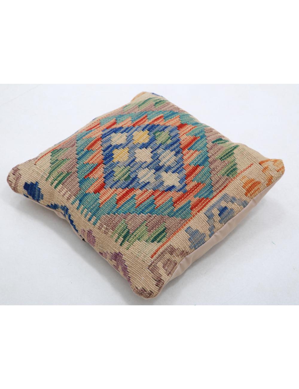 Afghan Tribal Pillow 1' 5" x 1' 5" Hand-Woven detail