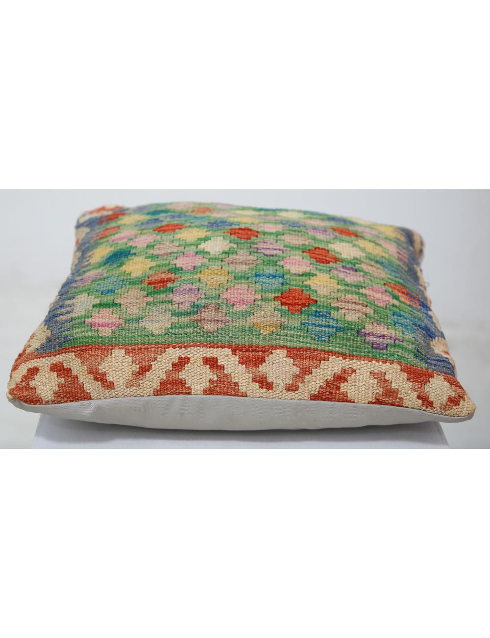 Afghan Tribal Pillow 1' 5" x 1' 5" Hand-Woven detail