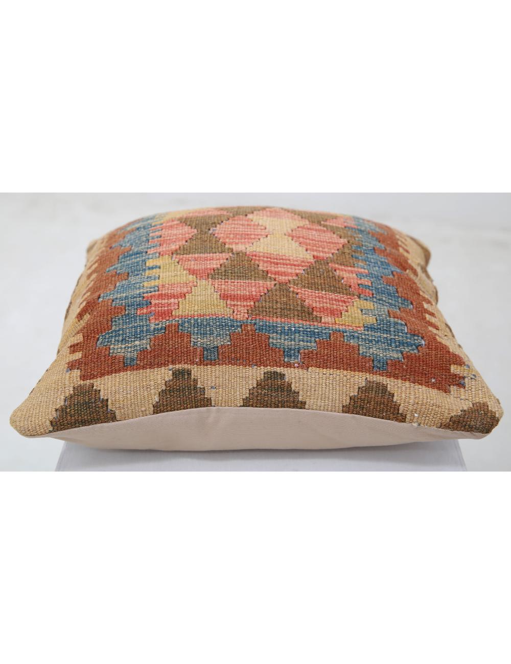 Afghan Tribal Pillow 1' 5" x 1' 5" Hand-Woven detail