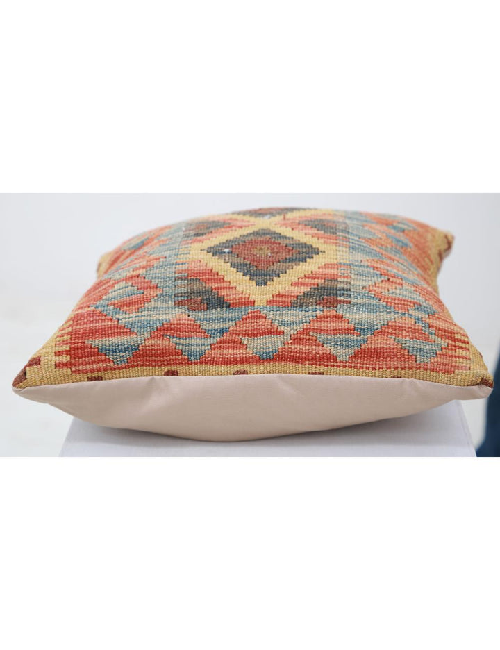 Afghan Tribal Pillow 1' 5" x 1' 5" Hand-Woven detail