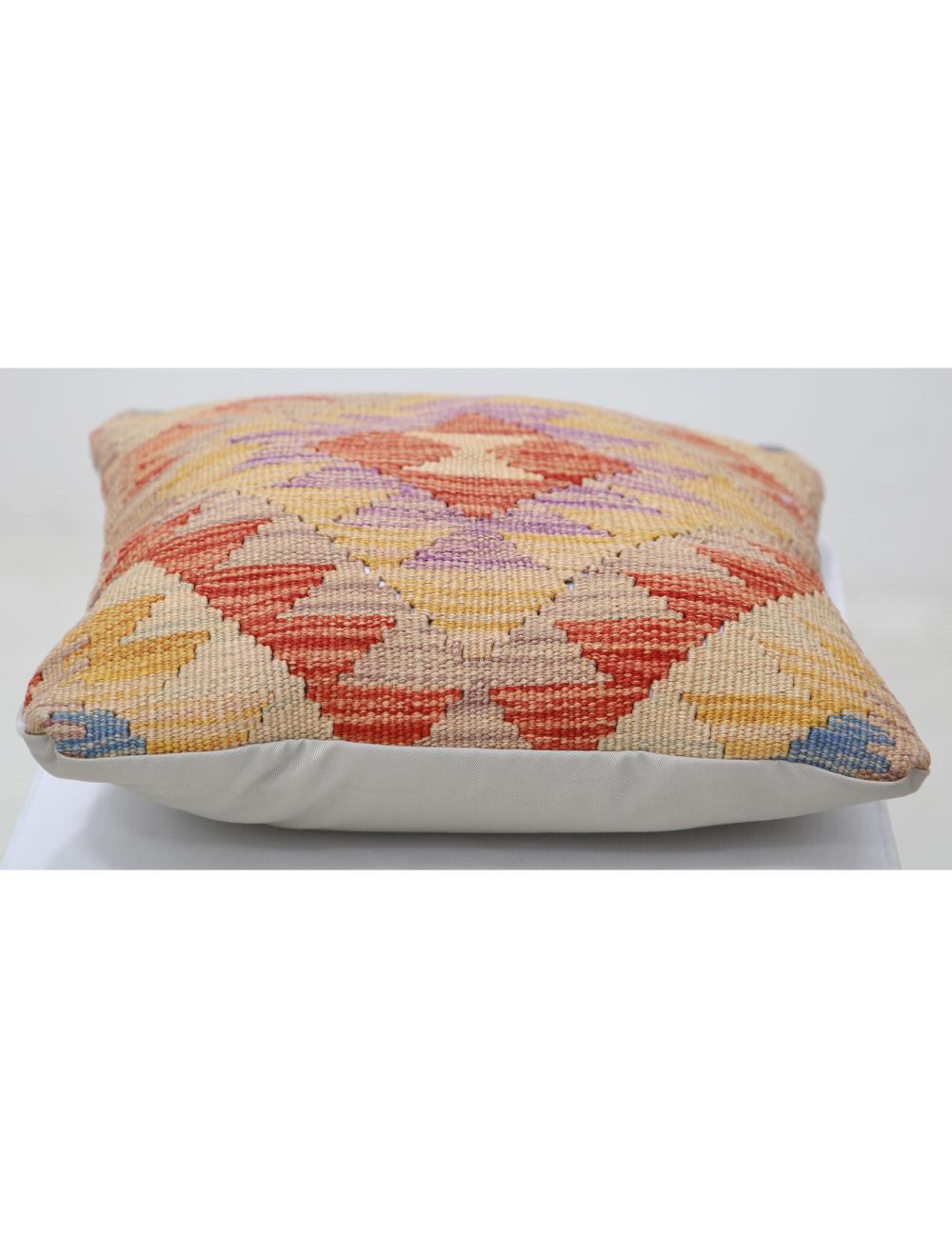 Afghan Tribal Pillow 1' 5" x 1' 5" Hand-Woven detail