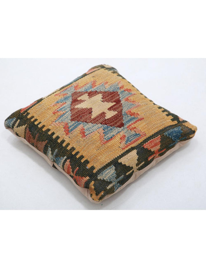Hand Woven Tribal  Wool Pillow 1' 5" x 1' 5" - No. AT34616