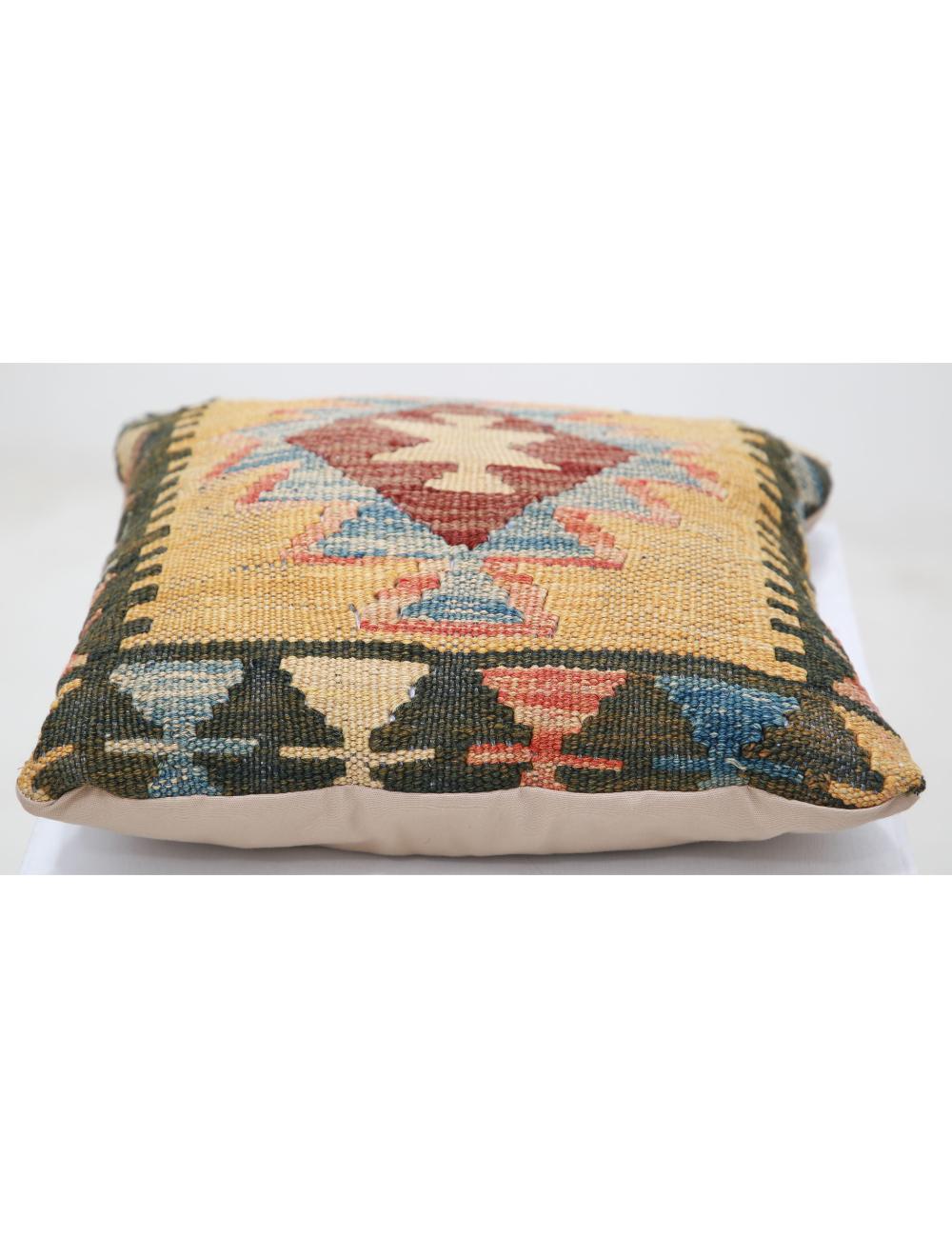 Afghan Tribal Pillow 1' 5" x 1' 5" Hand-Woven detail