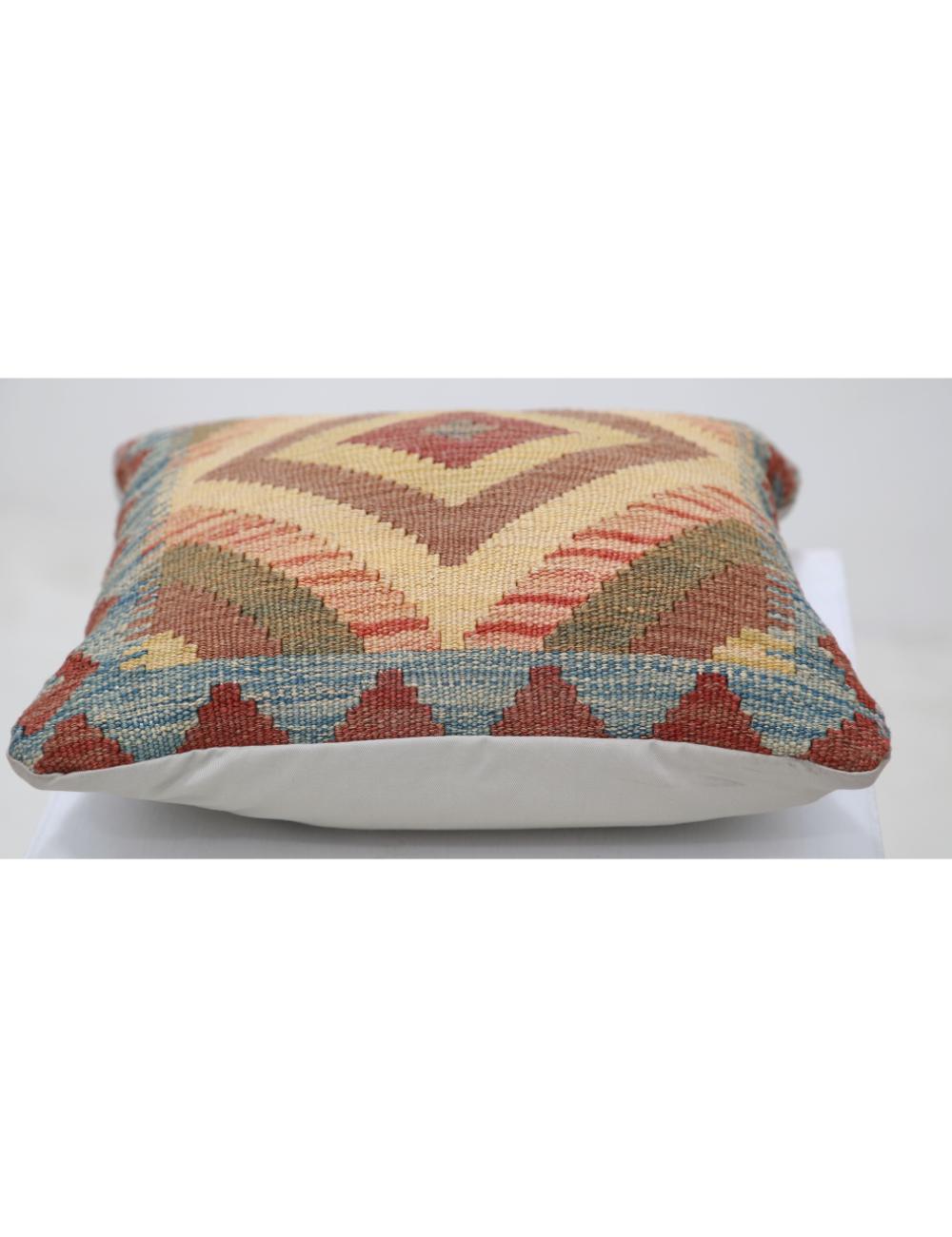Afghan Tribal Pillow 1' 5" x 1' 5" Hand-Woven detail