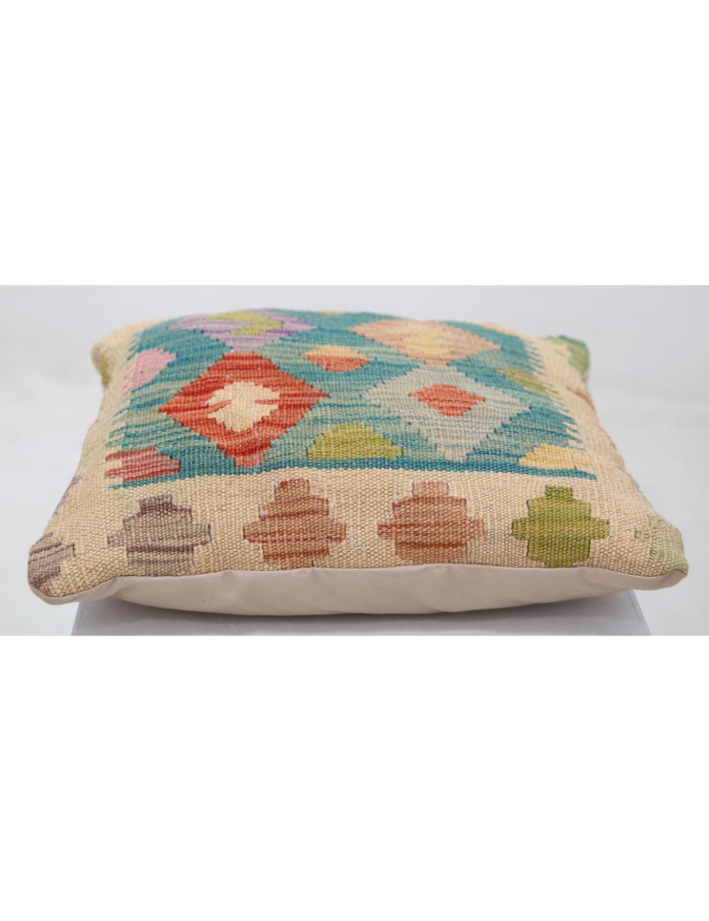 Afghan Tribal Pillow 1' 5" x 1' 5" Hand-Woven detail