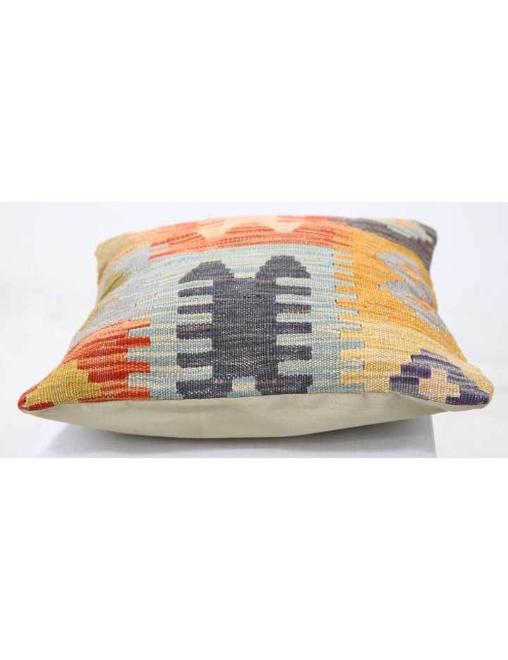 Afghan Tribal Pillow 1' 5" x 1' 5" Hand-Woven detail