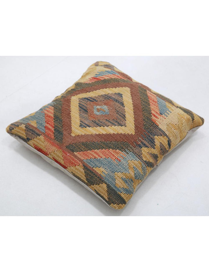 Afghan Tribal Pillow 1' 5" x 1' 5" Hand-Woven detail