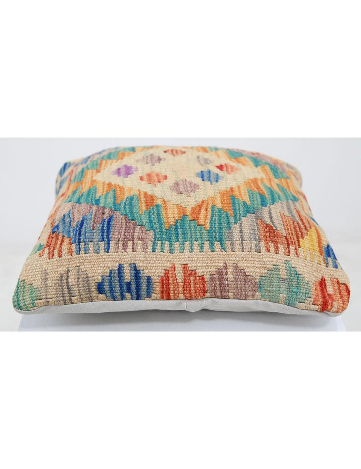 Afghan Tribal Pillow 1' 5" x 1' 5" Hand-Woven detail