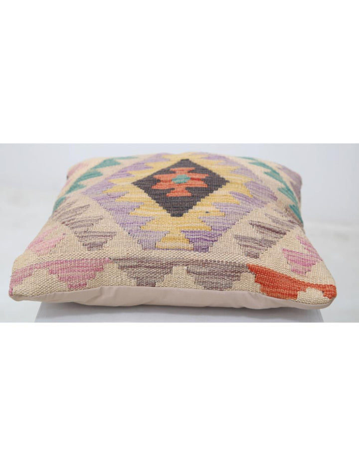 Afghan Tribal Pillow 1' 5" x 1' 5" Hand-Woven detail