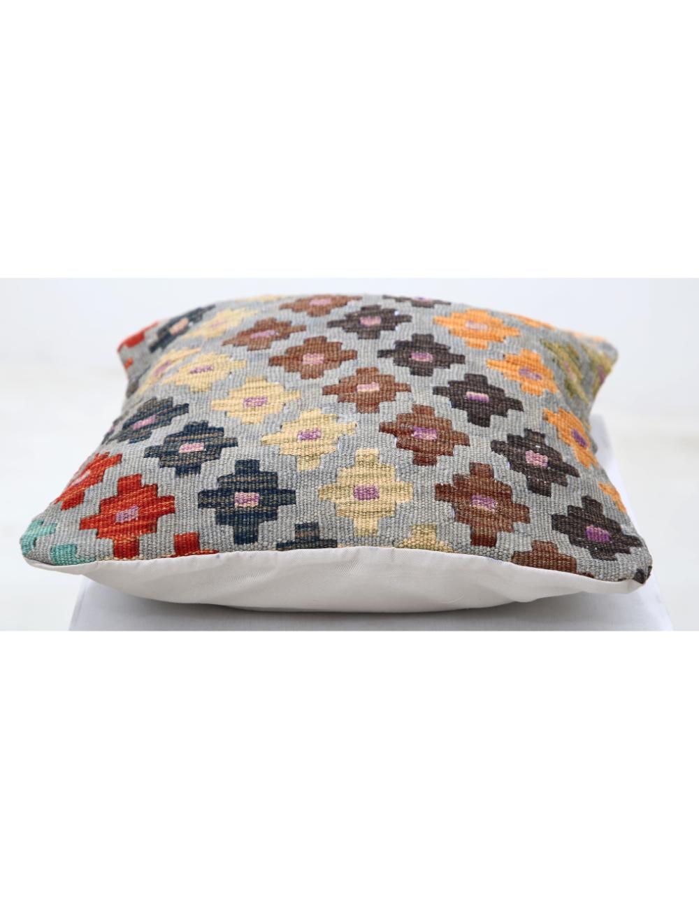 Afghan Tribal Pillow 1' 5" x 1' 5" Hand-Woven detail