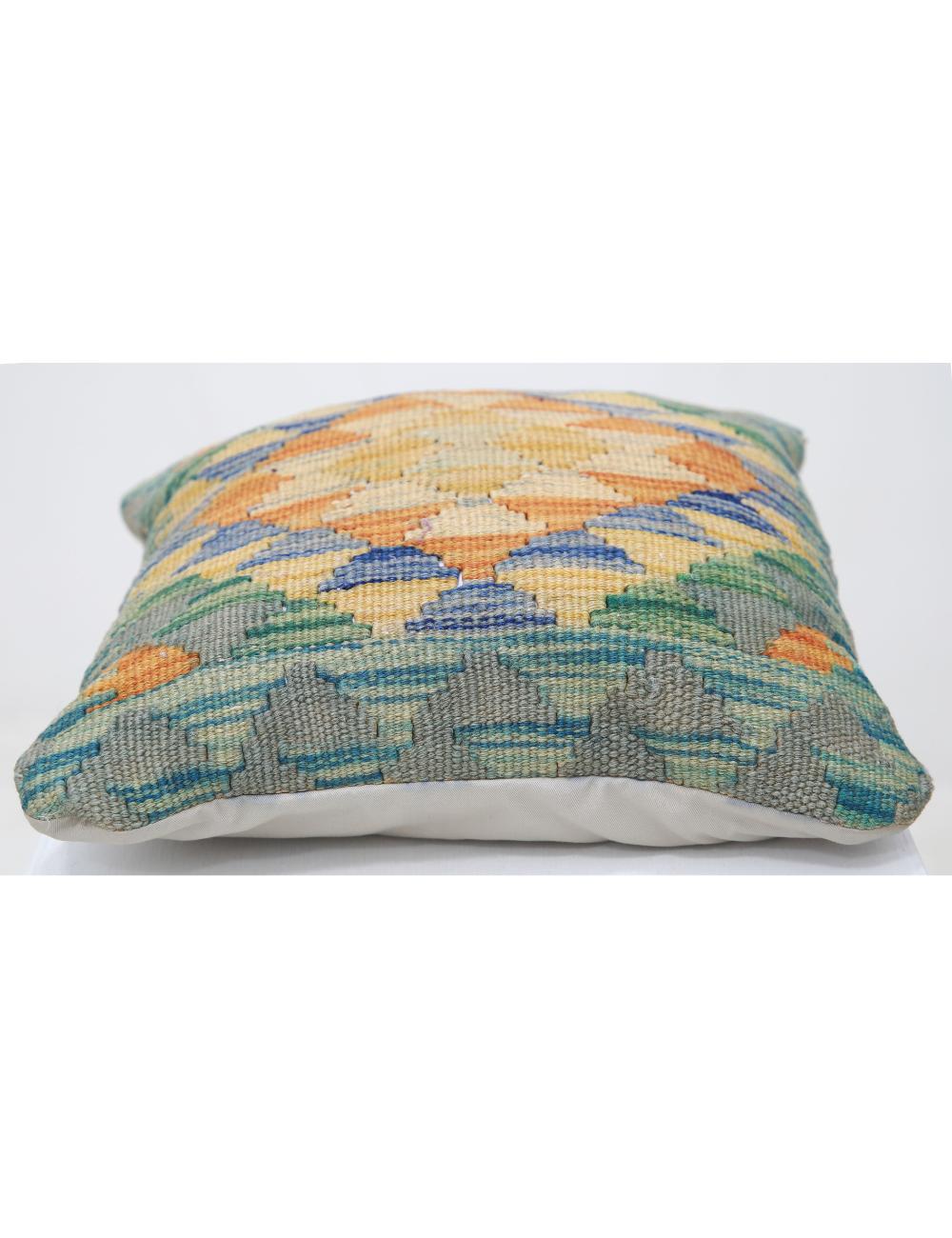 Afghan Tribal Pillow 1' 5" x 1' 5" Hand-Woven detail