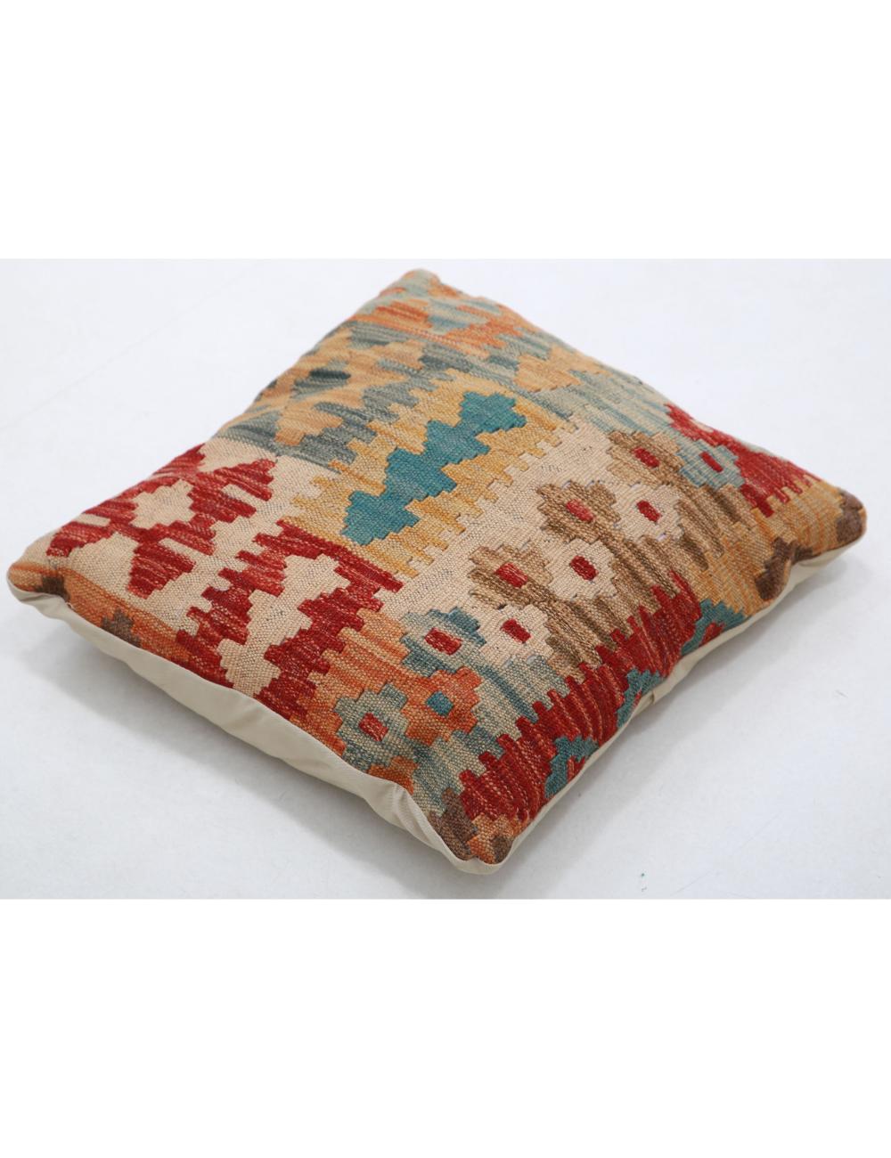 Afghan Tribal Pillow 1' 5" x 1' 5" Hand-Woven detail