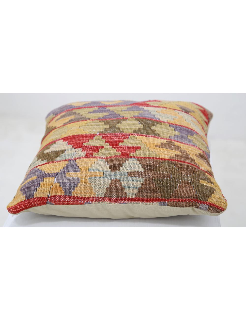 Afghan Tribal Pillow 1' 5" x 1' 5" Hand-Woven detail