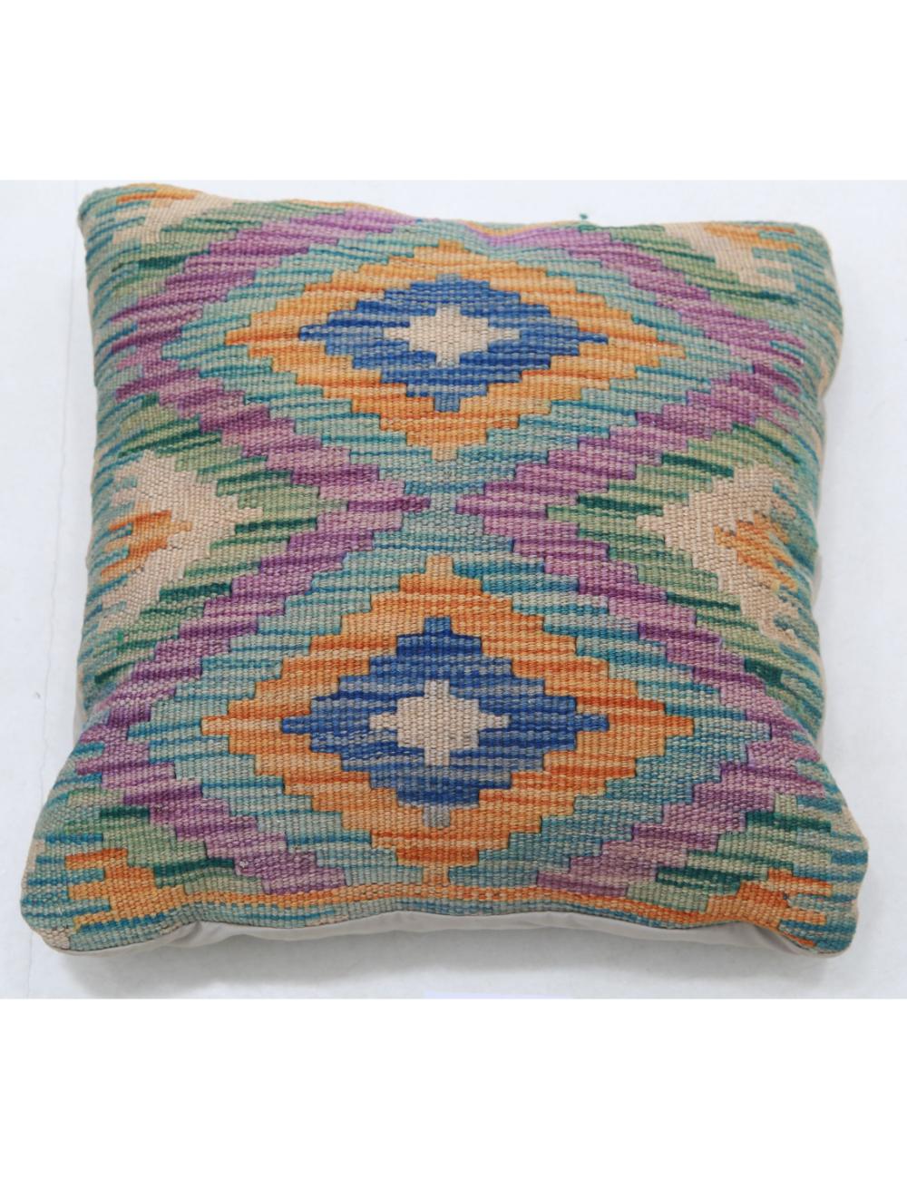 Hand Woven Tribal  Wool Pillow 1' 5" x 1' 5" - No. AT38632