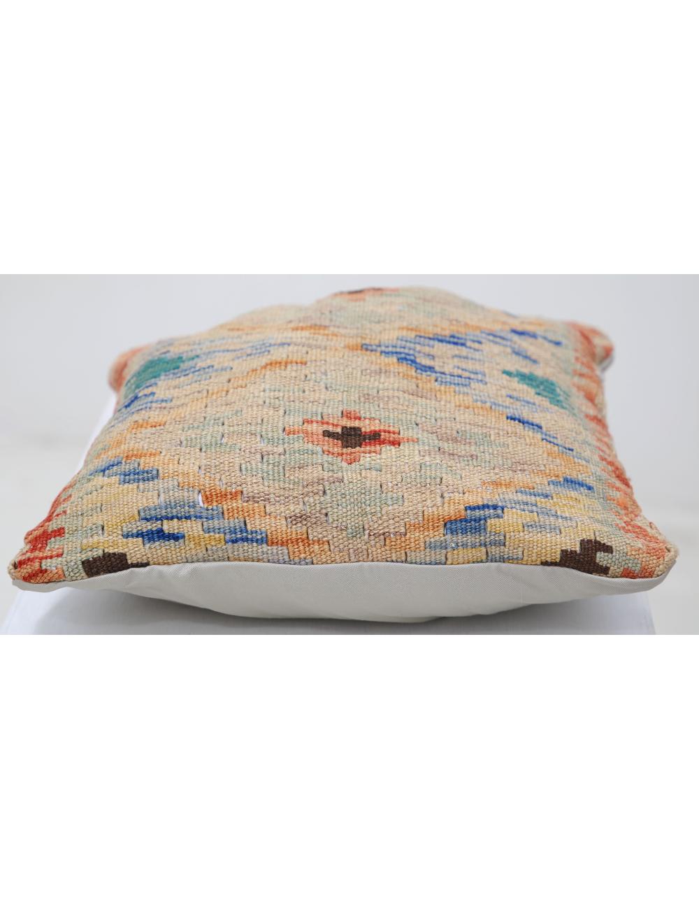 Afghan Tribal Pillow 1' 5" x 1' 5" Hand-Woven detail