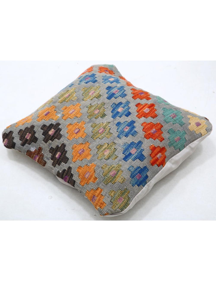 Afghan Tribal Pillow 1' 5" x 1' 5" Hand-Woven detail