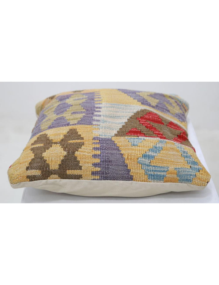 Afghan Tribal Pillow 1' 5" x 1' 5" Hand-Woven detail