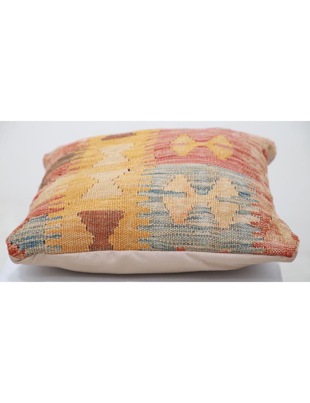 Afghan Tribal Pillow 1' 5" x 1' 5" Hand-Woven detail