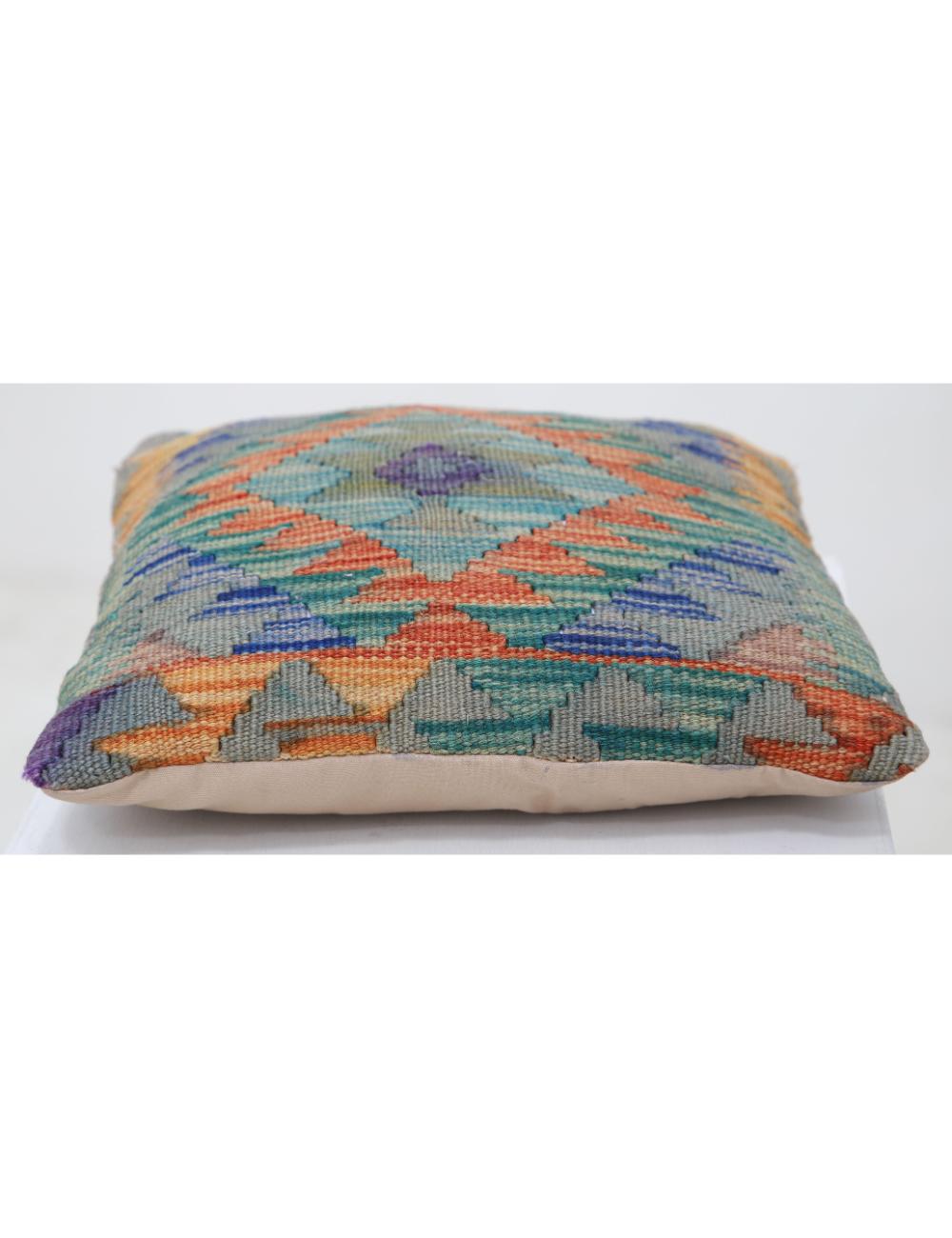 Afghan Tribal Pillow 1' 5" x 1' 5" Hand-Woven detail