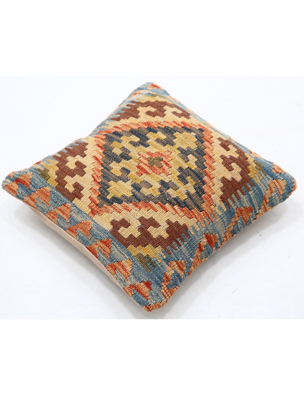Afghan Tribal Pillow 1' 5" x 1' 5" Hand-Woven detail