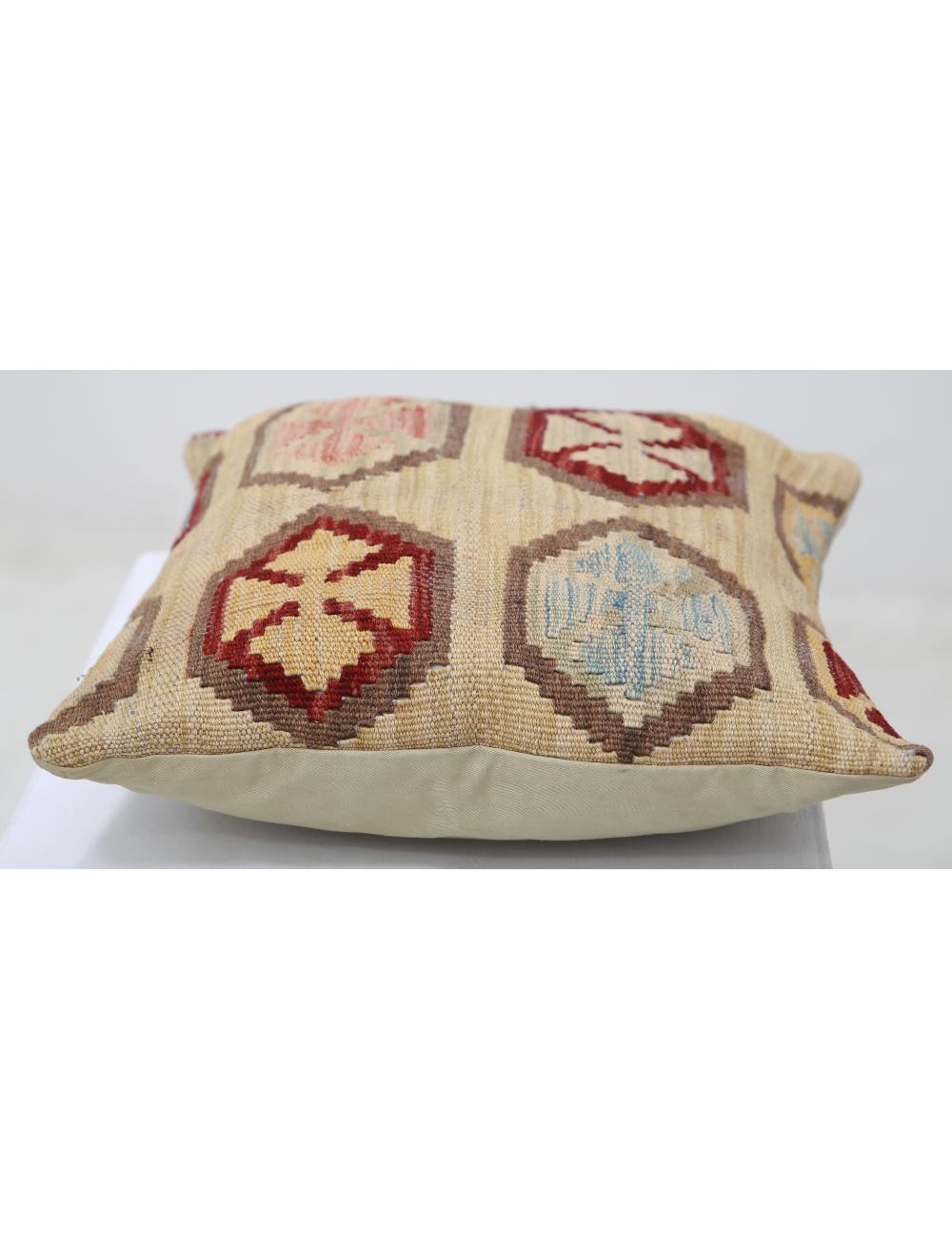 Afghan Tribal Pillow 1' 5" x 1' 5" Hand-Woven detail