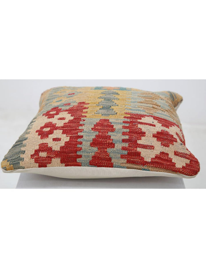 Afghan Tribal Pillow 1' 5" x 1' 5" Hand-Woven detail