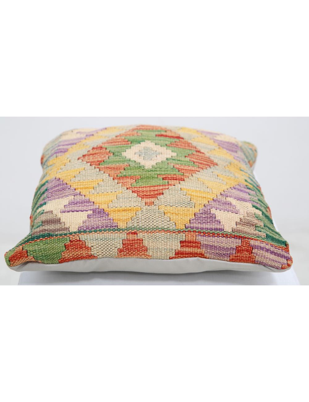 Afghan Tribal Pillow 1' 5" x 1' 5" Hand-Woven detail