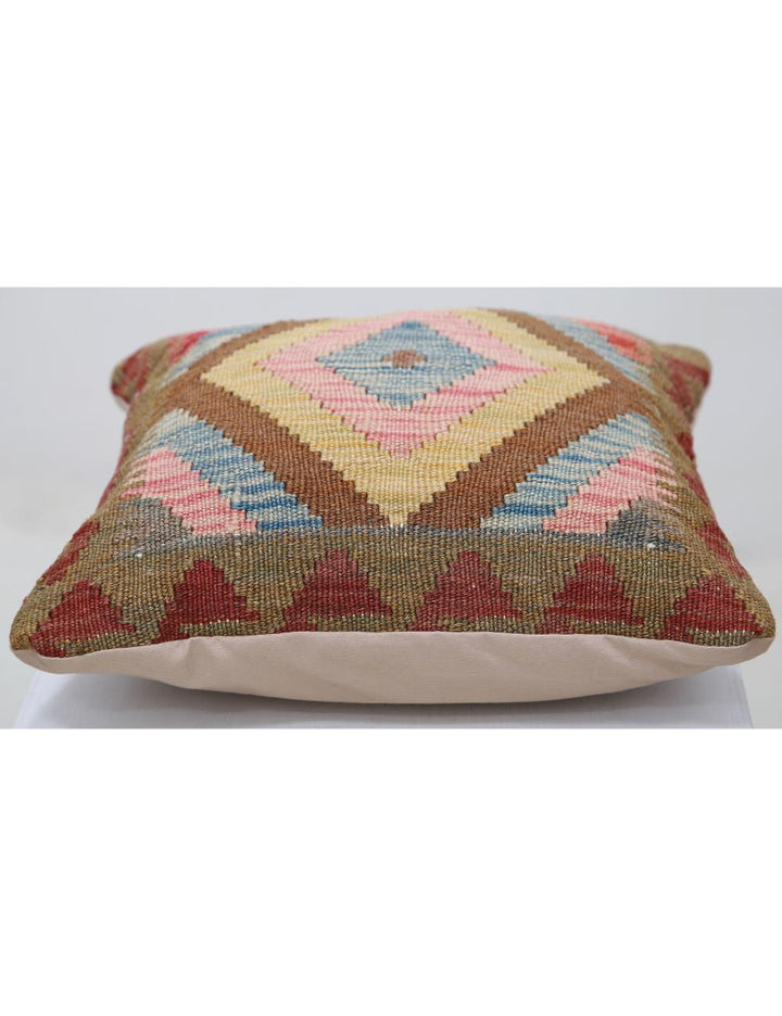 Afghan Tribal Pillow 1' 5" x 1' 5" Hand-Woven detail