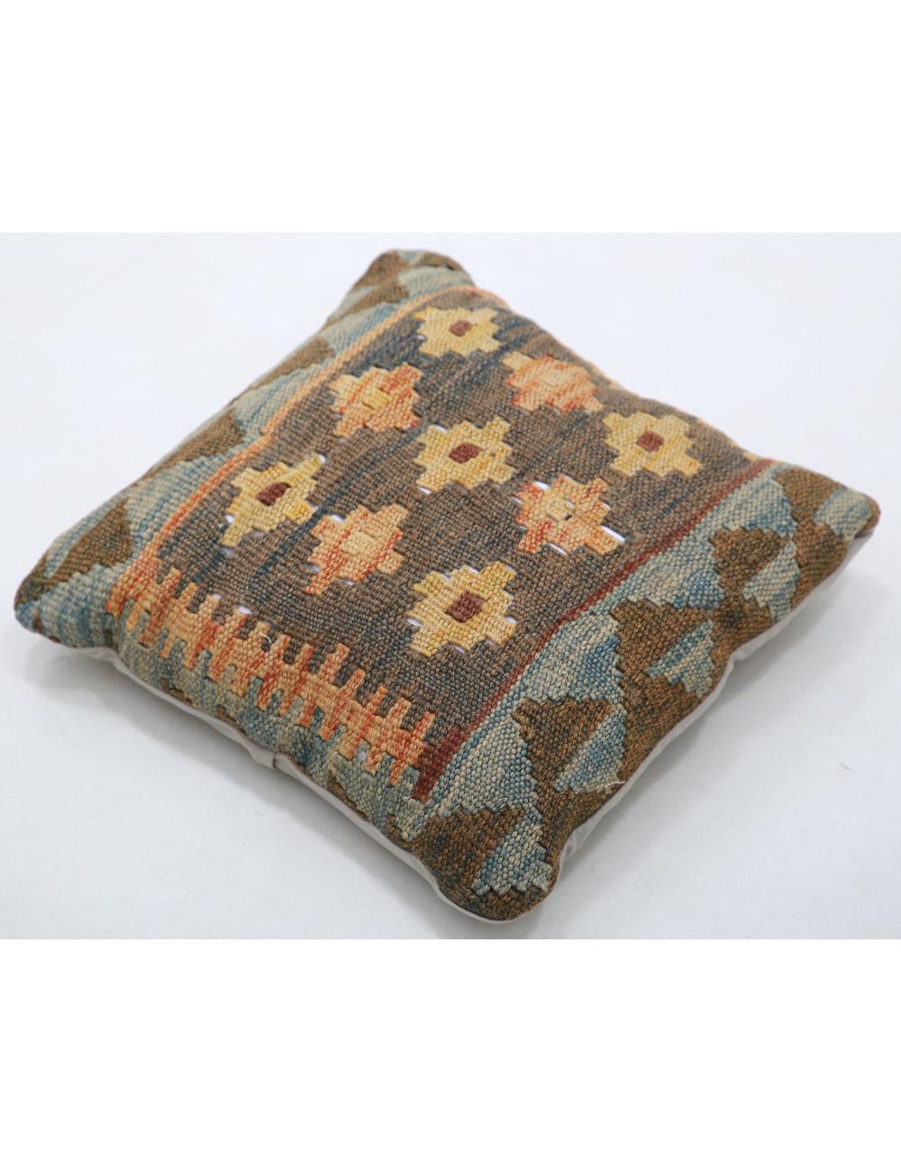 Afghan Tribal Pillow 1' 5" x 1' 5" Hand-Woven detail
