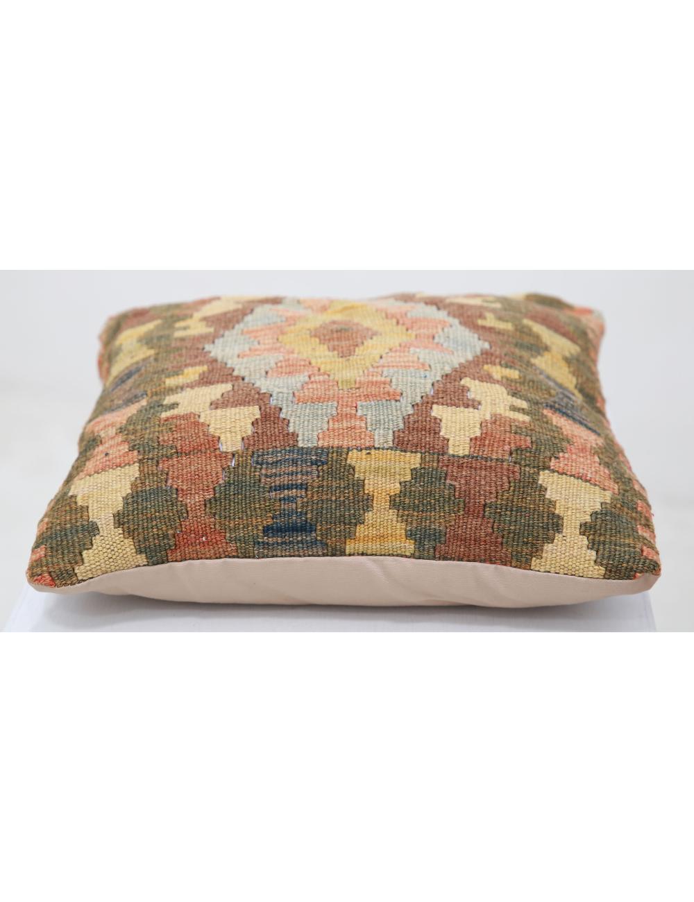 Afghan Tribal Pillow 1' 5" x 1' 5" Hand-Woven detail