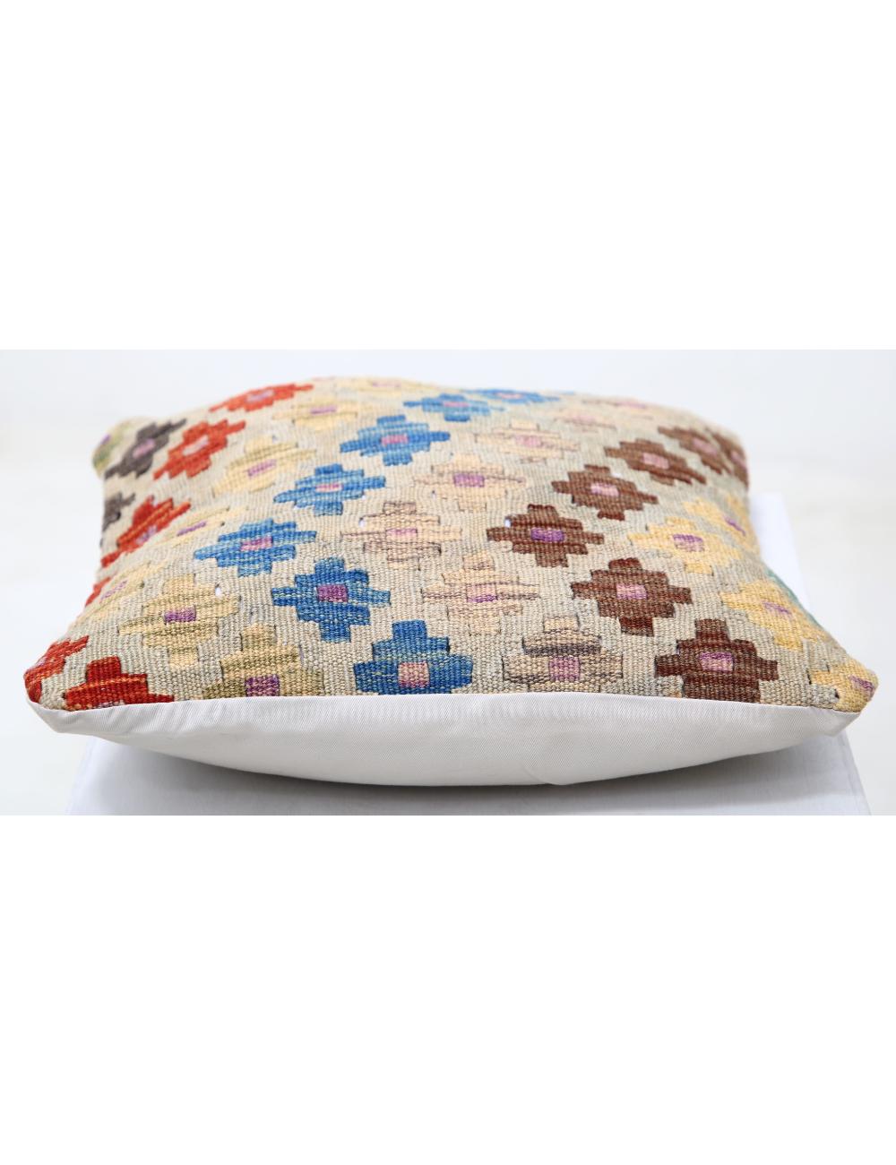 Afghan Tribal Pillow 1' 5" x 1' 5" Hand-Woven detail