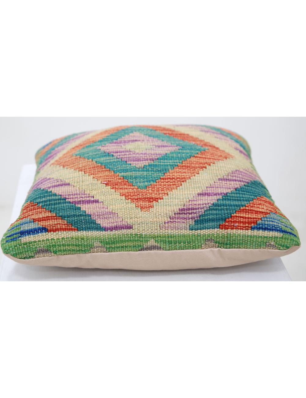 Afghan Tribal Pillow 1' 5" x 1' 5" Hand-Woven detail