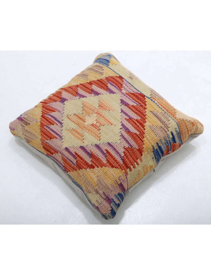 Afghan Tribal Pillow 1' 5" x 1' 5" Hand-Woven detail
