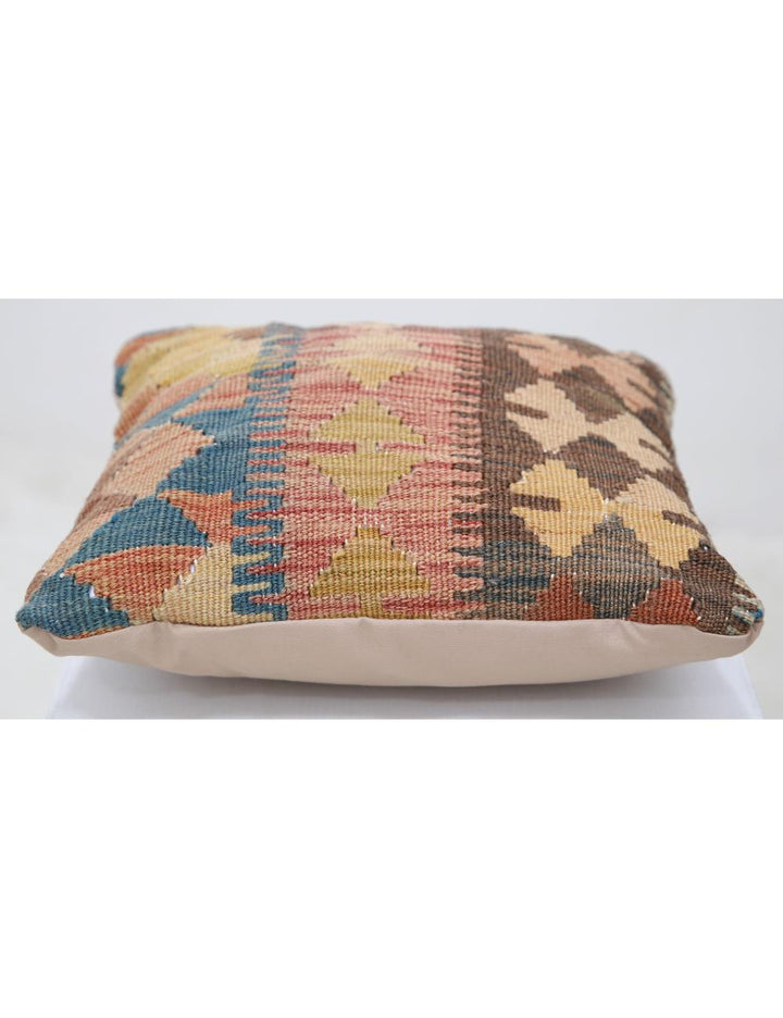 Afghan Tribal Pillow 1' 5" x 1' 5" Hand-Woven detail