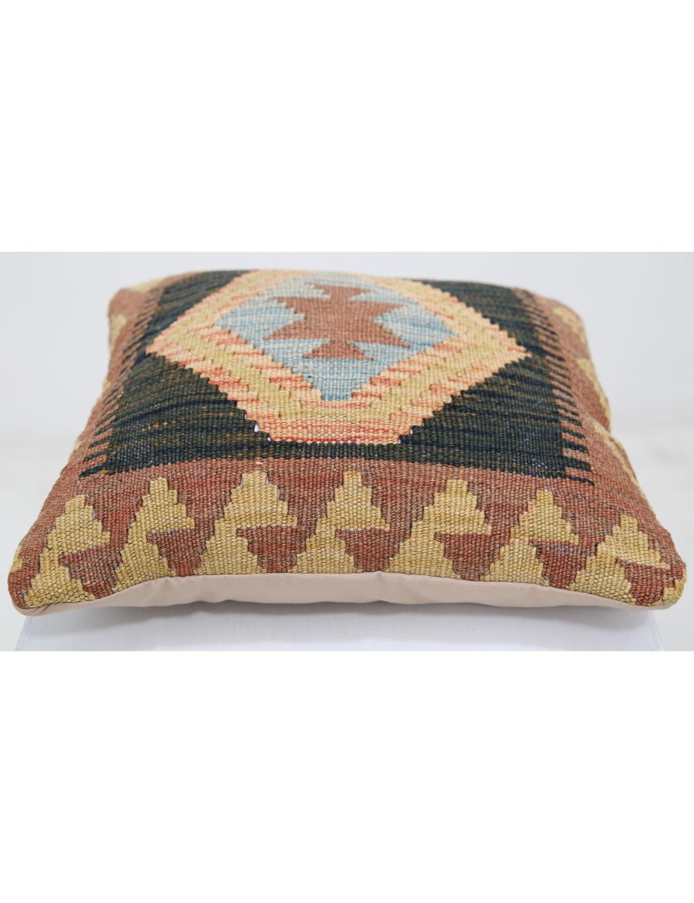 Afghan Tribal Pillow 1' 5" x 1' 5" Hand-Woven detail