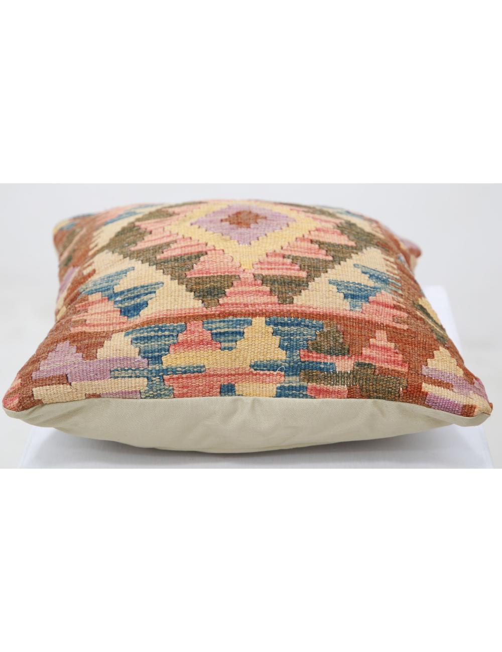 Afghan Tribal Pillow 1' 5" x 1' 5" Hand-Woven detail