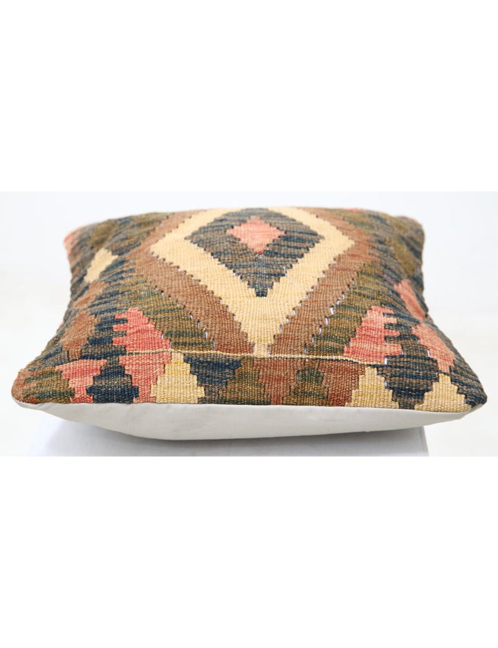 Afghan Tribal Pillow 1' 5" x 1' 5" Hand-Woven detail