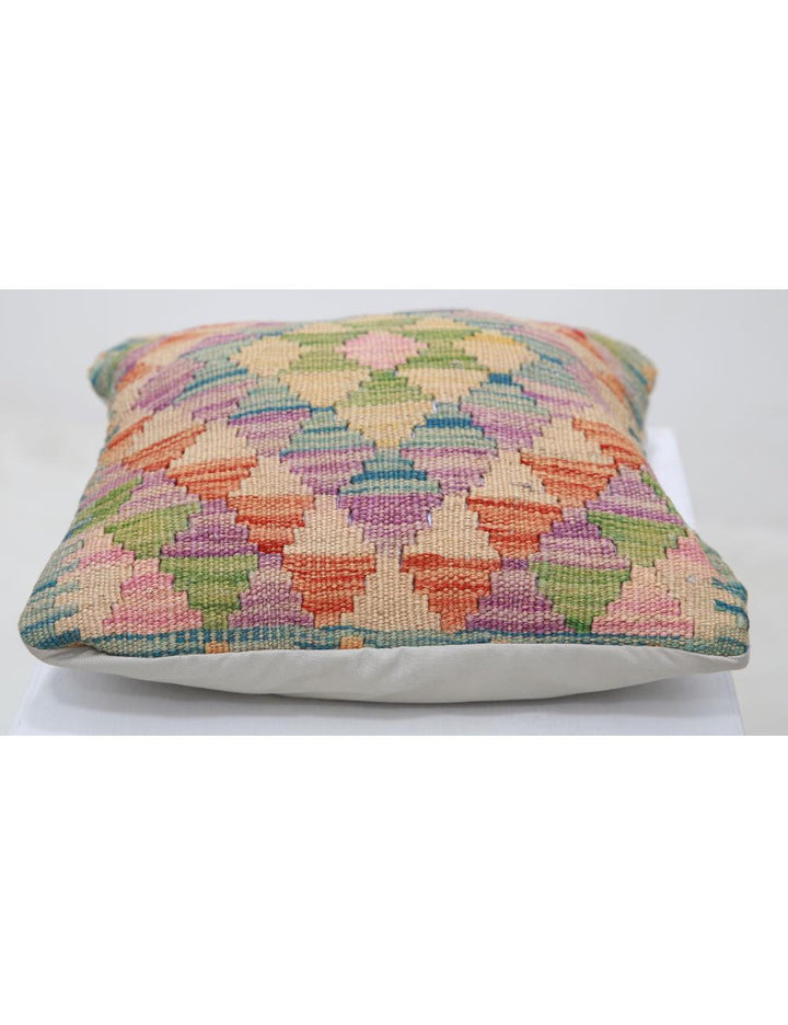 Afghan Tribal Pillow 1' 5" x 1' 5" Hand-Woven detail
