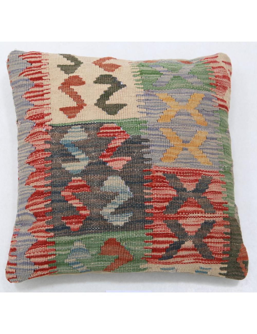 Afghan Tribal Pillow 1' 5" x 1' 5" Hand-Woven