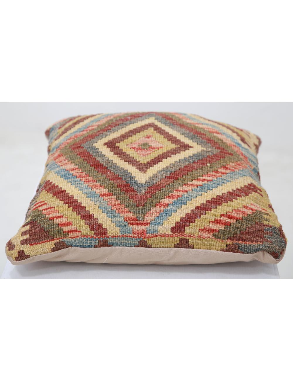 Afghan Tribal Pillow 1' 5" x 1' 5" Hand-Woven detail