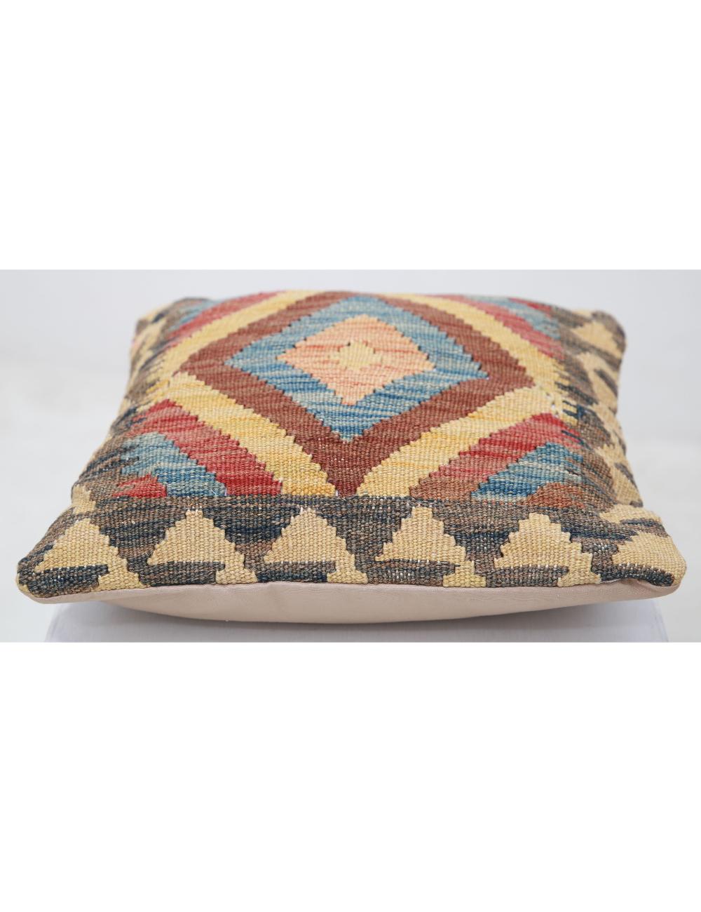 Afghan Tribal Pillow 1' 5" x 1' 5" Hand-Woven detail