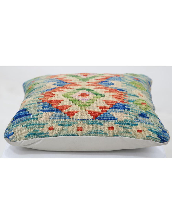 Afghan Tribal Pillow 1' 5" x 1' 5" Hand-Woven detail