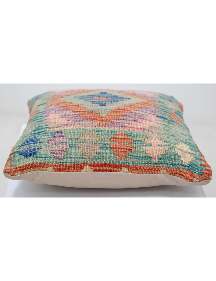 Afghan Tribal Pillow 1' 5" x 1' 5" Hand-Woven detail