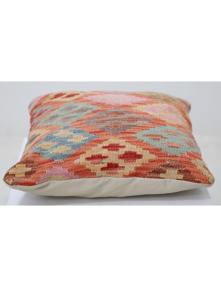 Afghan Tribal Pillow 1' 5" x 1' 5" Hand-Woven detail