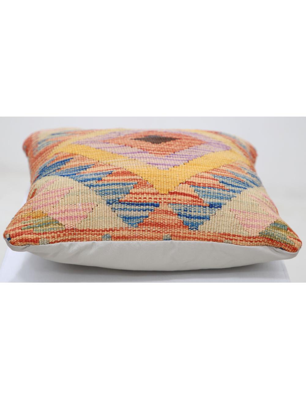 Afghan Tribal Pillow 1' 5" x 1' 5" Hand-Woven detail