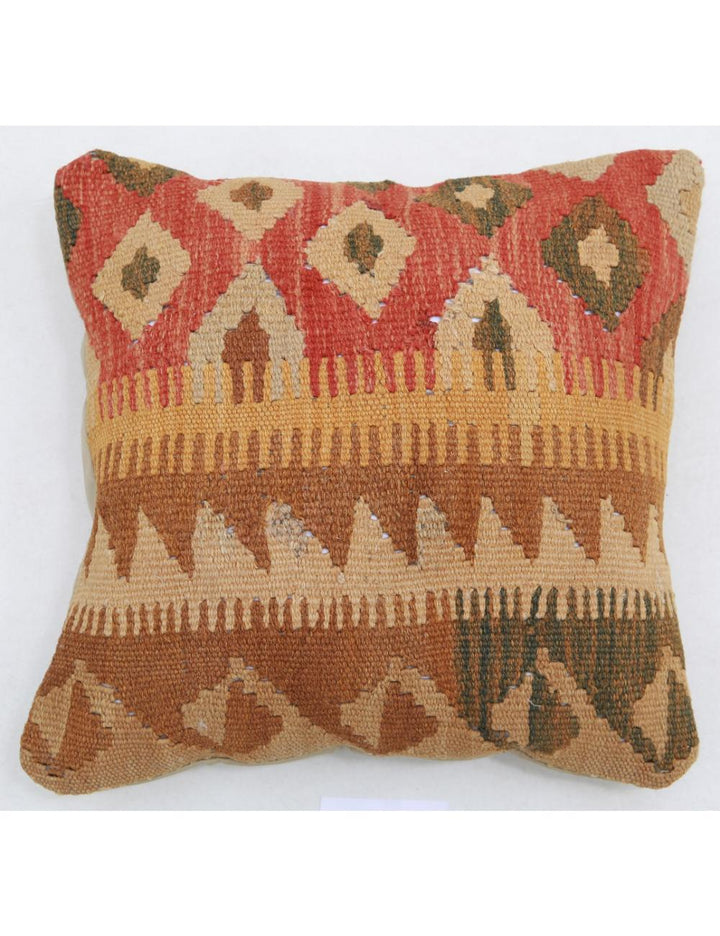 Hand Woven Tribal  Wool Pillow 1' 5" x 1' 5" - No. AT16775