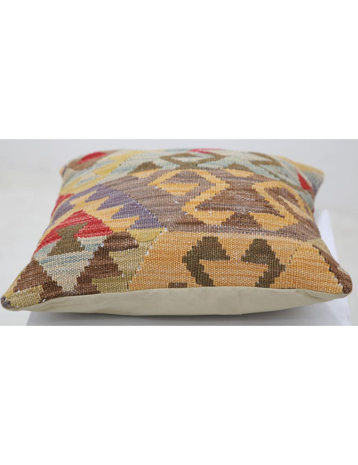 Afghan Tribal Pillow 1' 5" x 1' 5" Hand-Woven detail